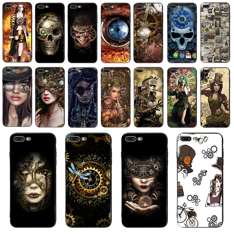 Стимпанк арт стиль маска для лица девушка череп Робот iPhone Чехлы 5 5S SE 2020 6 7 8 plus X XR XS