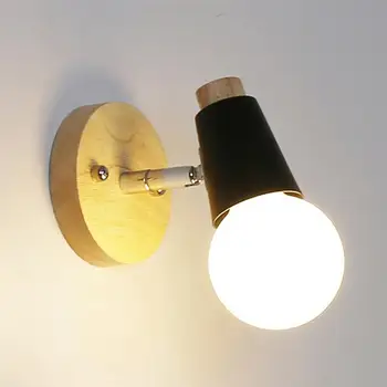 

Minimalist Wall Lamp Modern Solid Wood E27 Wall Light Loft Restaurant Art Lighting Decor