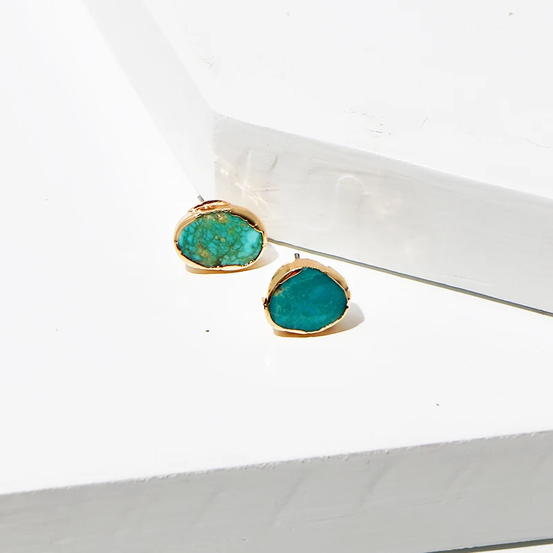 Коми 1 пара богемный естественный неправильной формы бирюзовые серьги-гвоздики индивидуальные классические золотые серьги для женщин подарок для вечерние D0204