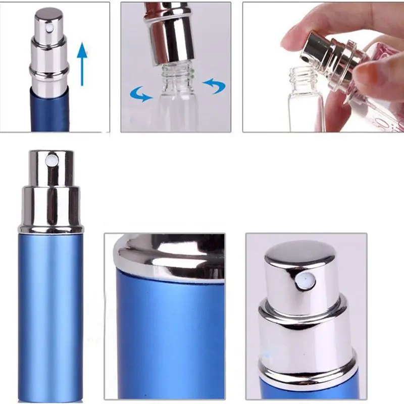 Set of 8 6pcs 6ml Portable Mini Refillable Perfume Scent Aftershave Atomizer Empty Spray Bottle with 2 Funnel Filler for Travel