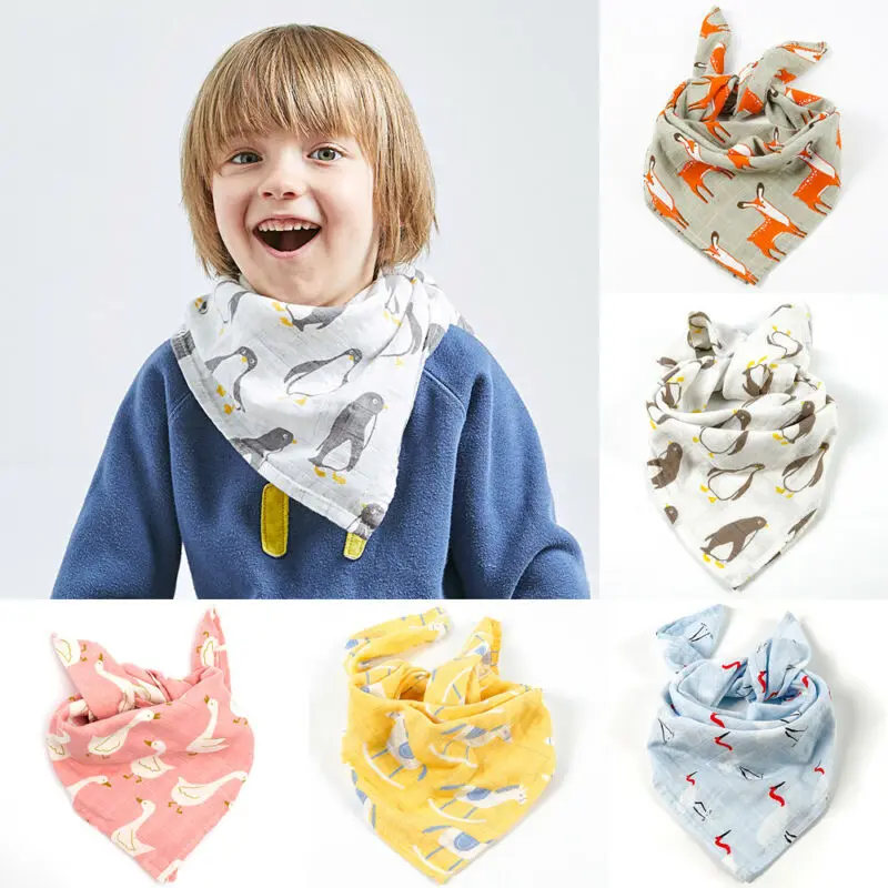 60*60cm Newborn Baby Saliva Towel Feed Cotton Bibs Bandana Scarf Cute Square Bibs