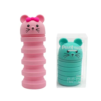 

Pencil Case Pouch Decompression Cute Pen Holder Kawaii Bag Silicone Telescopic Cartoon Christmas Gift School Supplies Stationery