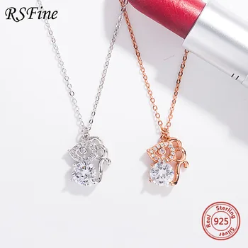 

925 Sterling Silver mouse necklace simple inlaid diamond women famous brand Fine jewelry for mother free shipping new arrival