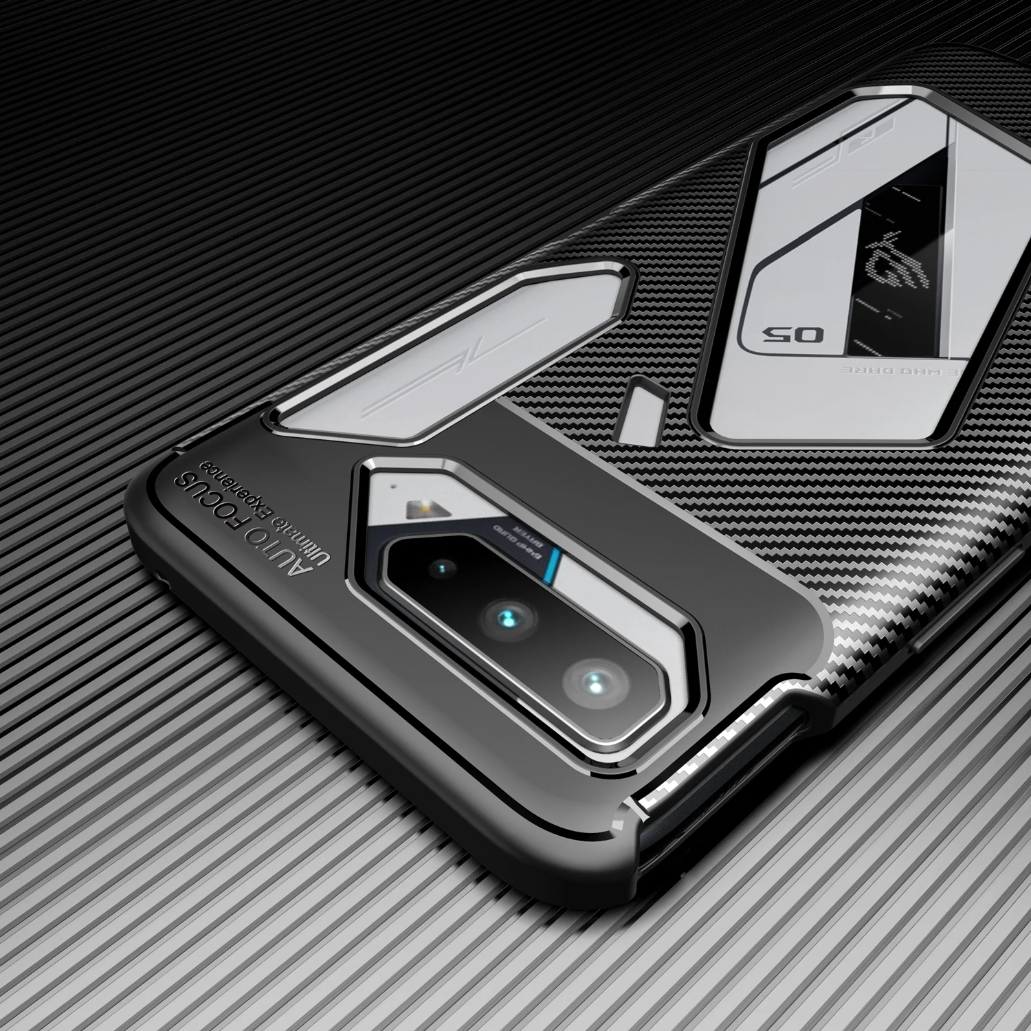 Carbon Fiber Shockproof TPU Armor Phone Case with Lens Protection