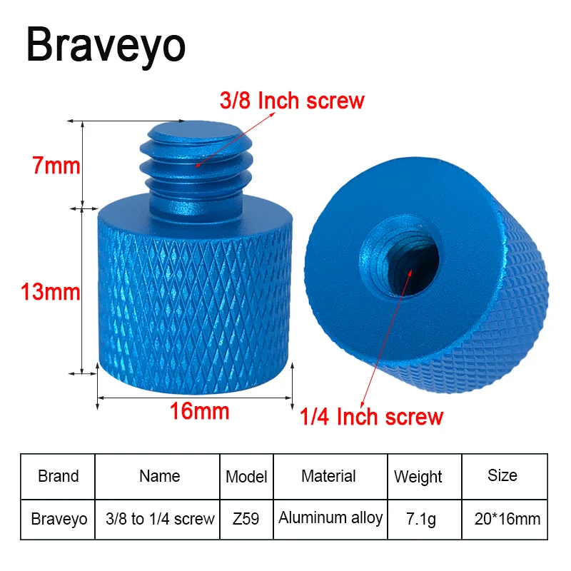 1/4 to 3/8 Inch Screw Universal Camera Conversion Screw Tripod Ballhead Quick Release Mount Adapter Aluminum Four Color For Dslr mini photo studio lightbox Photo Studio Supplies