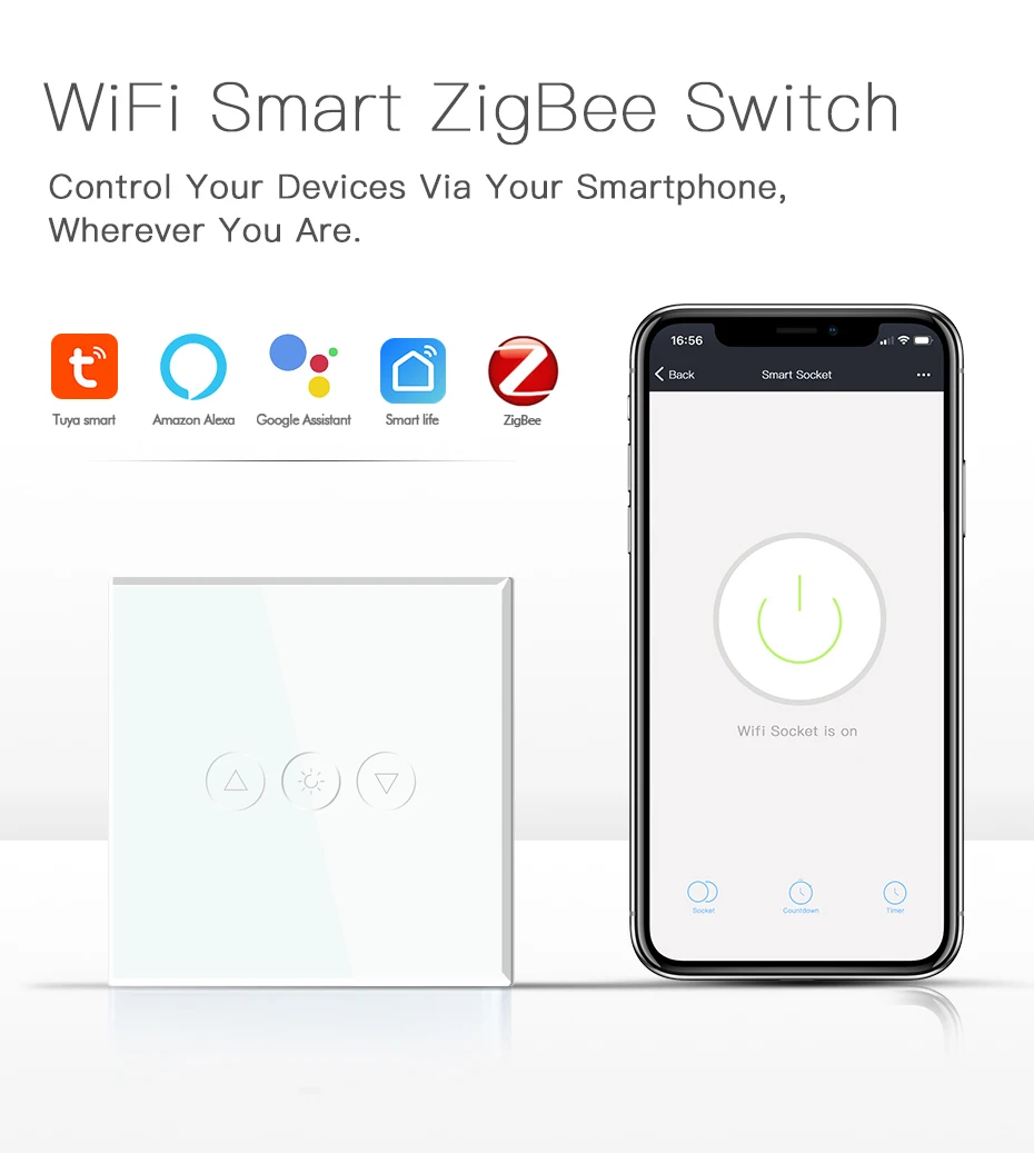 Interruptor Inteligente Regulável de Parede, Tuya Smart