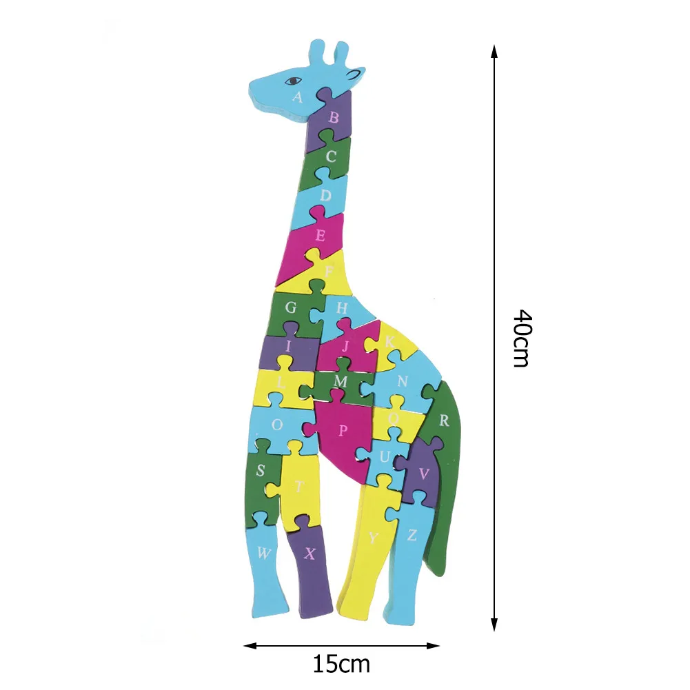Giraffe 18 маленьких детей, деревянные игрушки, алфавит, количество, здание, головоломка, форма змеи, смешная цифровая игра-головоломка, развивающие игрушки - Цвет: Giraffe