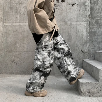 

2019 Winter New Korean Version Of The Trend Of Japanese Tie Dyeing Loose Tooling Men's Large Size Casual Pants