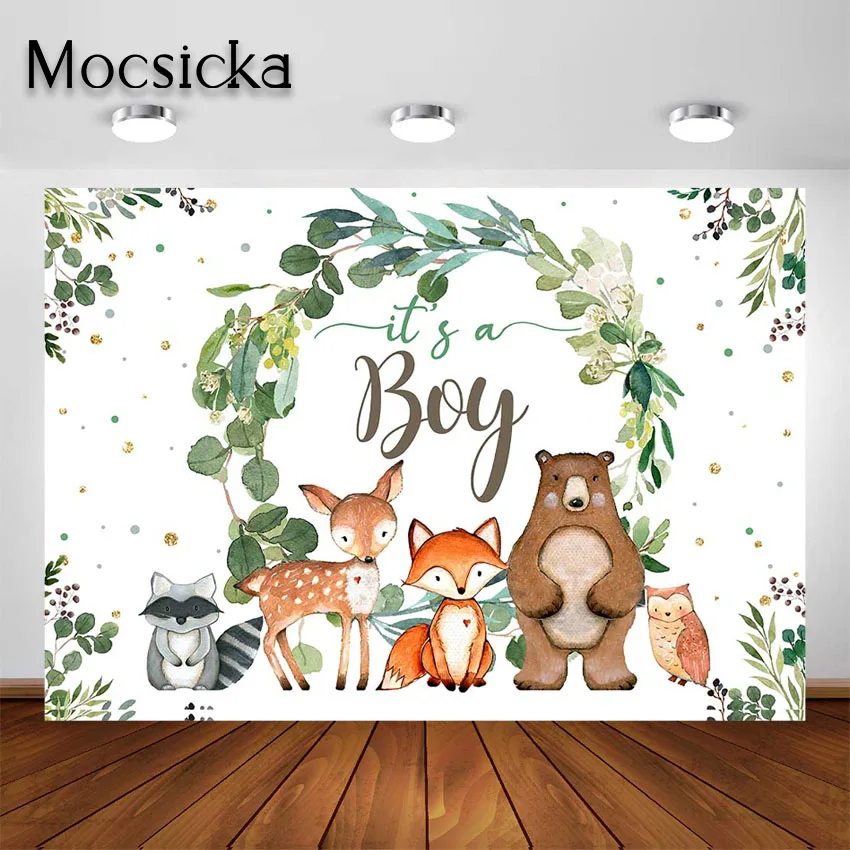 Mocsicka Woodland Backdrop Adventure Woodland Animal Baby Shower