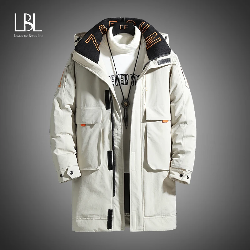 

Winter New Men Solid Parkas White Duck Down 2023 Men's Stand Collar Warm Thick Jacket Male Detachable Hat Casual Parka Coats