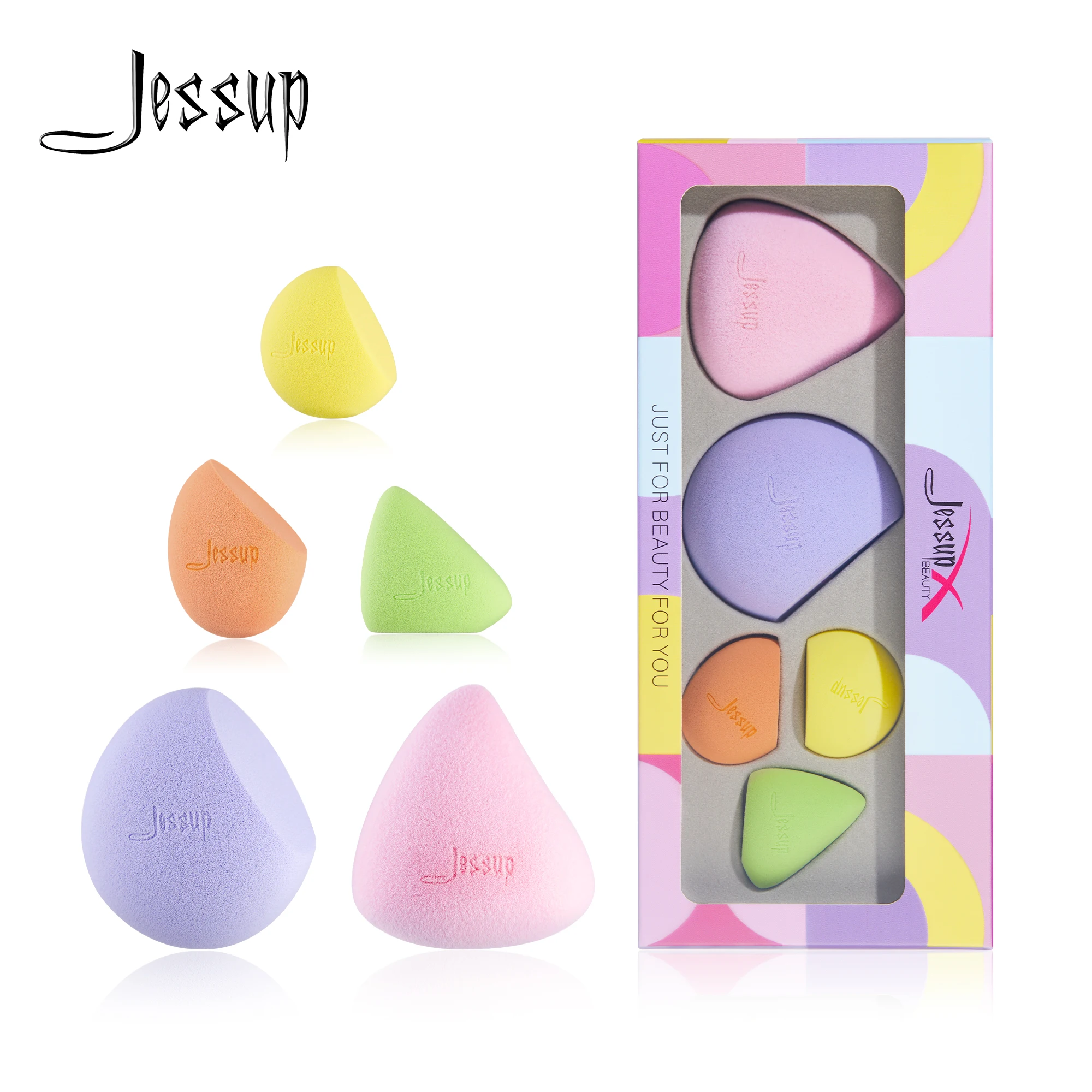 Jessup Cosmetische Puff Foundation Poeder Make-Up Spons 5Pcs Zacht Glad Gezicht Mengen Concealer Make Up Bladerdeeg Vrouwen Beauty Tool