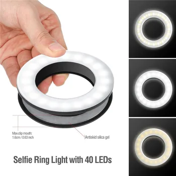 LED 플래시 링 라이트 3200K-6500K, 셀카 필 램프 USB 충전 아이폰 안드로이드 화웨이 클립 비디오 라이브 스트림 Vlog 유튜브
