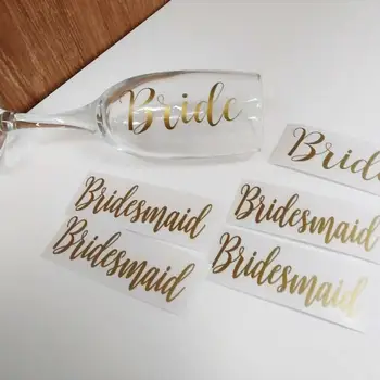 

Champagne glass decal Wedding custom Name Vinyl Sticker flute saucer glasses bridal glasses bridesmaid personalised decor HJ979