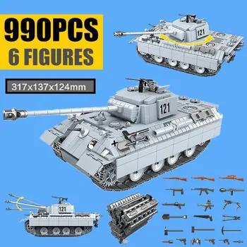 

New City SWAT Military Toy Panther Tank 121 Fit Lepinings Technic WW2 Soldier Weapon Army Building Blocks Bricks Kids Gift Toys