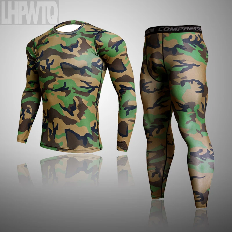 mens long underwear Men's Camouflage Thermal underwear set Long johns winter Thermal underwear Base layer Men Sports Compression Long sleeve shirts long johns pants