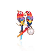 Европа и Америка милые мультфильм цвет масло капля брошь попугай женская версия модная одежда