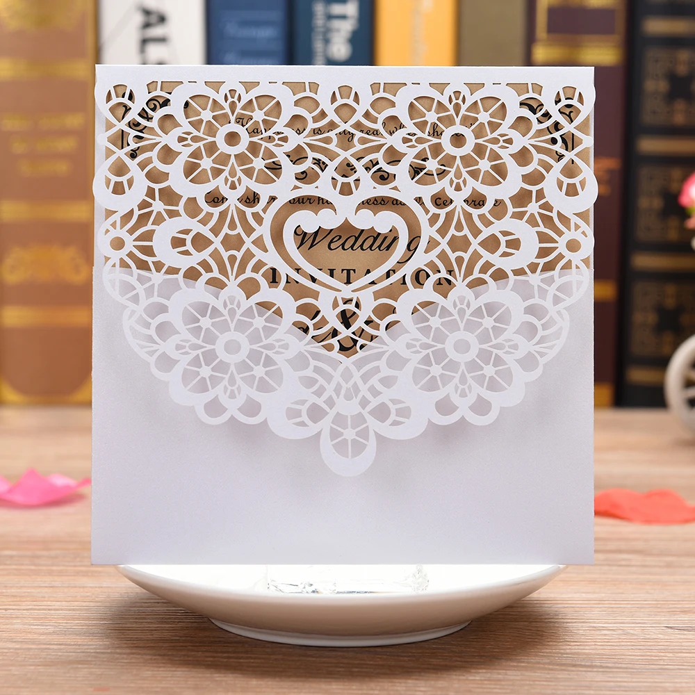  5 PCS Flowers design European Style Lace Wedding Greeting Invitation Card Cover Engagement Party De - 4.00003E+12