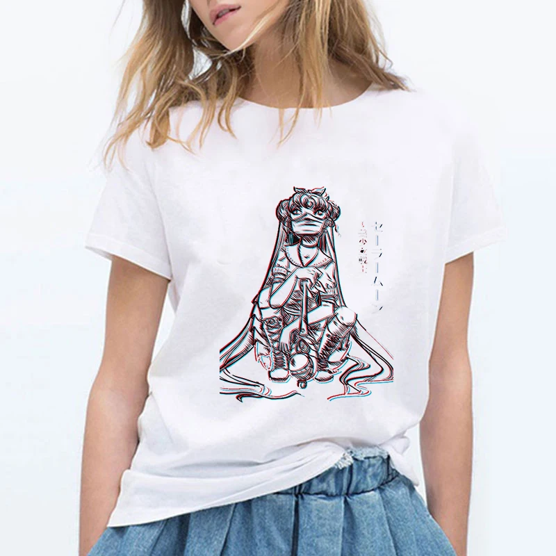 

Bad Girl Sailor Moon 90s funny T Shirt Harajuku clothes Tshirt Aesthetic Anime Women Cute Female T-shirt Kawaii Tees