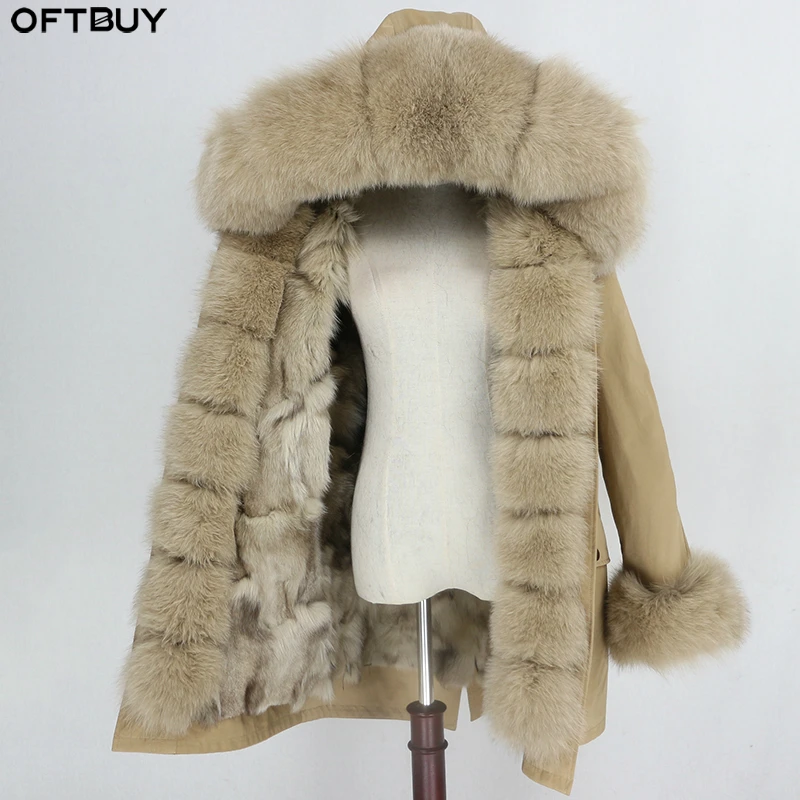 Женская парка со съемной подкладкой OFTBUY черная Водонепроницаемая теплая куртка