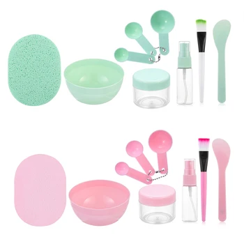 

New DIY Kit 9 in 1 DIY Facial Face Mask Tool Set Plastic Mixing Bowl Brush Stick Spoon Makeup Tools Accessories Skin Care Set