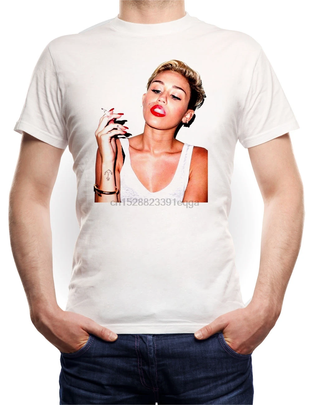 Футболка для курения Miley белая семена селена Гомез Джастин Бибер раучен |