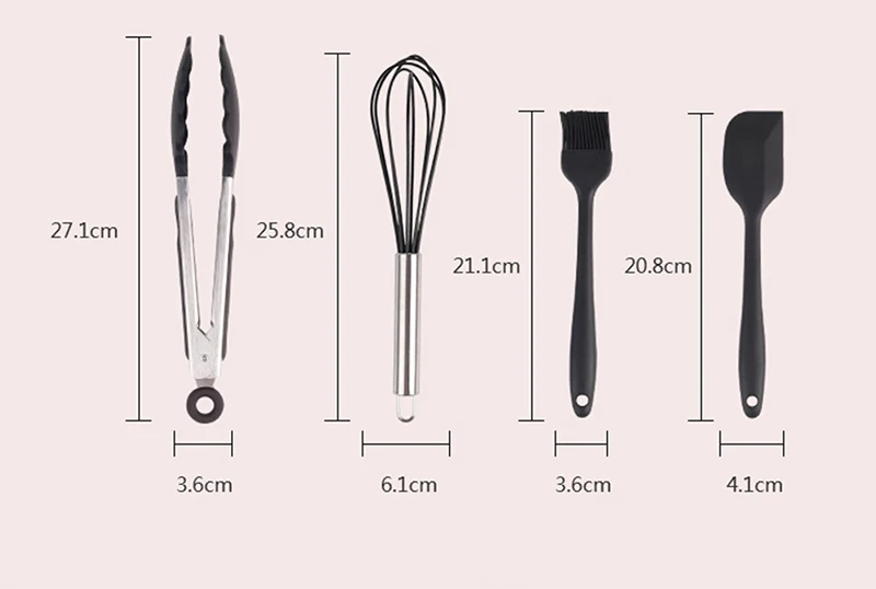 10 шт., домашняя силиконовая ложка для супа, лопатка, щетка, скребок, паста, сервер, для взбивания яиц, силикагель, кухонные инструменты, набор кухонных принадлежностей