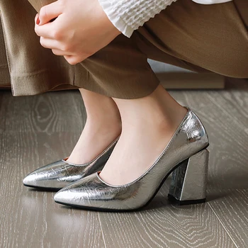 

Sarairis On Sale Best Quality Large Size 48 Slip On Hoof High Heels Spring Lady Pumps Female Women Shoes Woman
