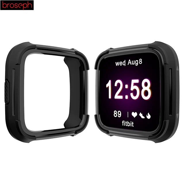 Whole Black Защитный чехол для экрана для Fitbit Versa Lite силиконовый защитный чехол умных часов чехол s Watch оболочка Рамка Бампер аксессуары - Цвет: Whole Black