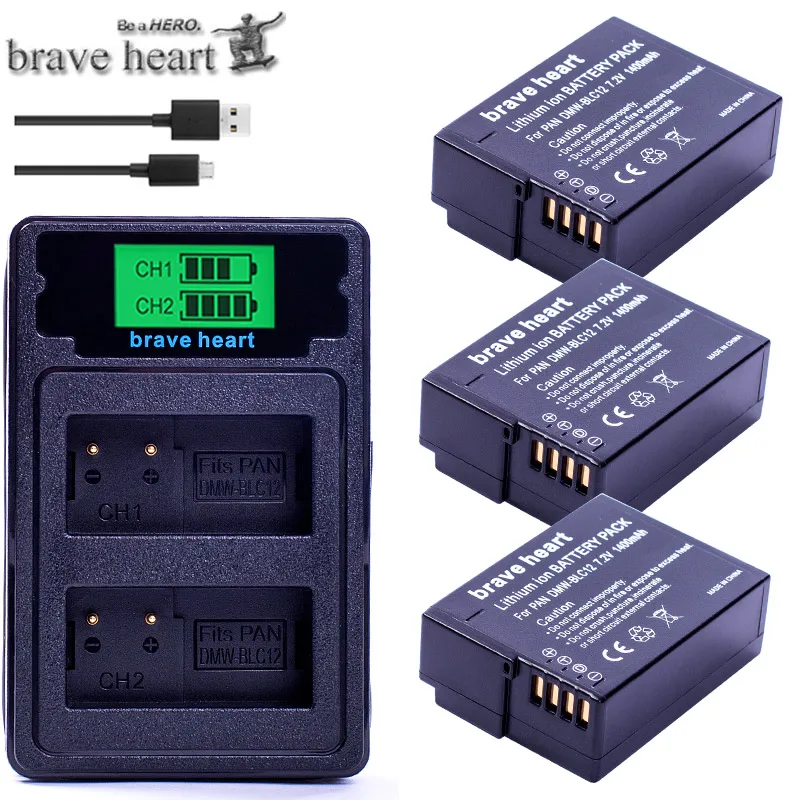 DMW-BLC12 BLC12E BLC12PP DMW BLC12 батарея+ двойное зарядное устройство/USB кабель для Panasonic Lumix FZ1000, FZ200, FZ300, G5, G6, G7, GH2, DMC-GX8