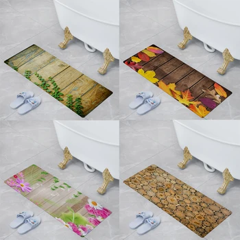 

Wood Board Entrance Home Mat Bathroom Watertight Non-slip Rug PVC Soft Skin Living Room Carpet Kitchen Mat Welcome Doormat