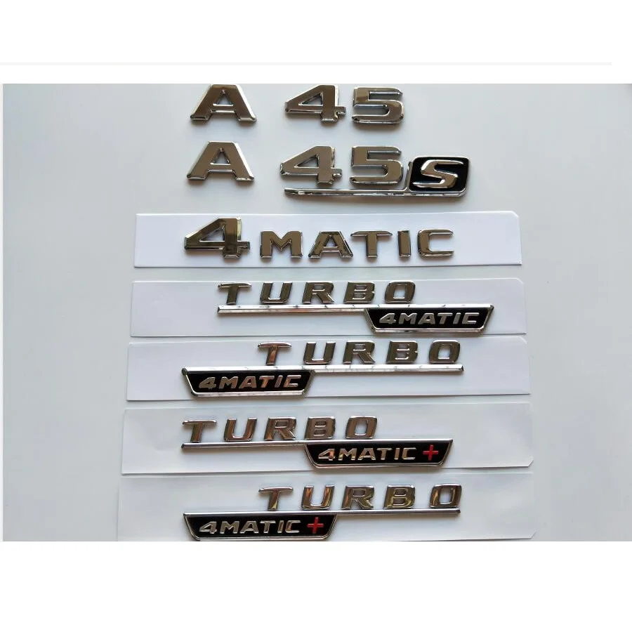 

Chrome Silver Letters Trunk Badges Emblems Emblem Badge Stikcer for Mercedes Benz W176 W177 A45 A45s AMG TURBO 4MATIC 4MATIC+