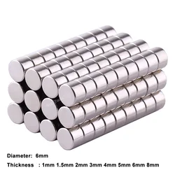 20pcs Dia 6mm Round Neodymium Magnets Mini Magnet Disc Thickness 1/1.5/2/3/4/5/6/8mm Rare Earth Strong Permanent Magnet N35