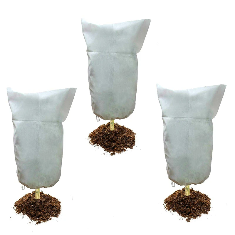 Plant Cover Frost Protection Bag Shrubs& Trees Jacket, Prevent Damage, Bad Weather and Pests Thickening of Wind(3-Pack 23.6 x 4