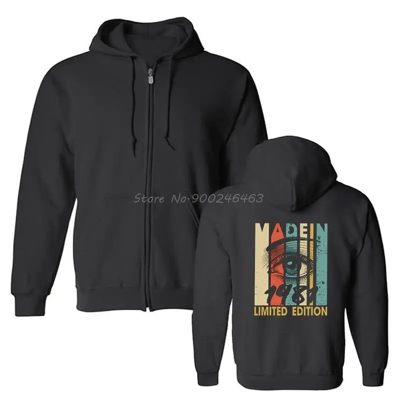 Stilvoller Herren-Kapuzenpullover im Retro-Stil, hergestellt im Jahr 1981, Geburtstagsgeschenk, Unisex, Herren-Fleece-Hoodies, Kapuzenpullover, Harajuku-Streetwear – Detail 4