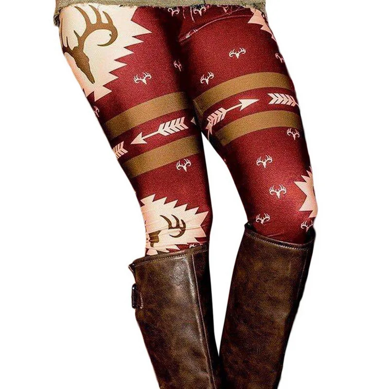 Women Christmas Leggings Plus Size 5XL Hot Fashion Christmas Deer Printed Girl Elastic Skinny Stretch Slim Fitness Leggins Pants