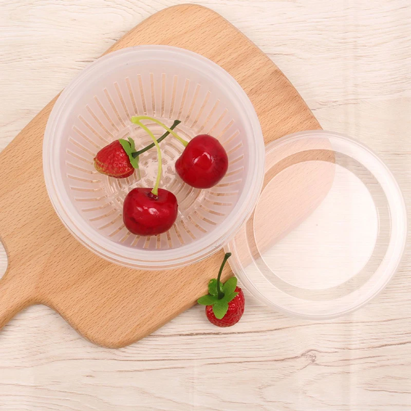 Creative Round Drain Sealed Box for Ginger Garlic Onion Refrigerator Storage Box Kitchen Organizer