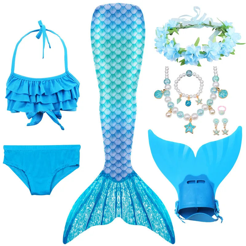 Girls Swimmable Mermaid Tail Princess Dress with Monofin Kids Holiday Costume Cosplay Swimsuit Swimming pretty woman costume Cosplay Costumes