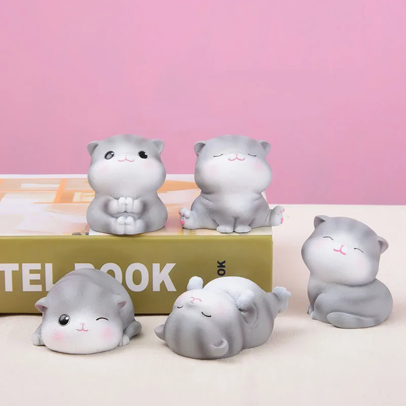 Figura de Ação Escritório em Casa Decoração do Desktop Anime Gato Terno Faça Você Mesmo Modelo Ornamento Speelgoed Carro Artesanato Arte Brinquedos Estátua 5 Pçs 11 AnimalFiguras de dinossauros