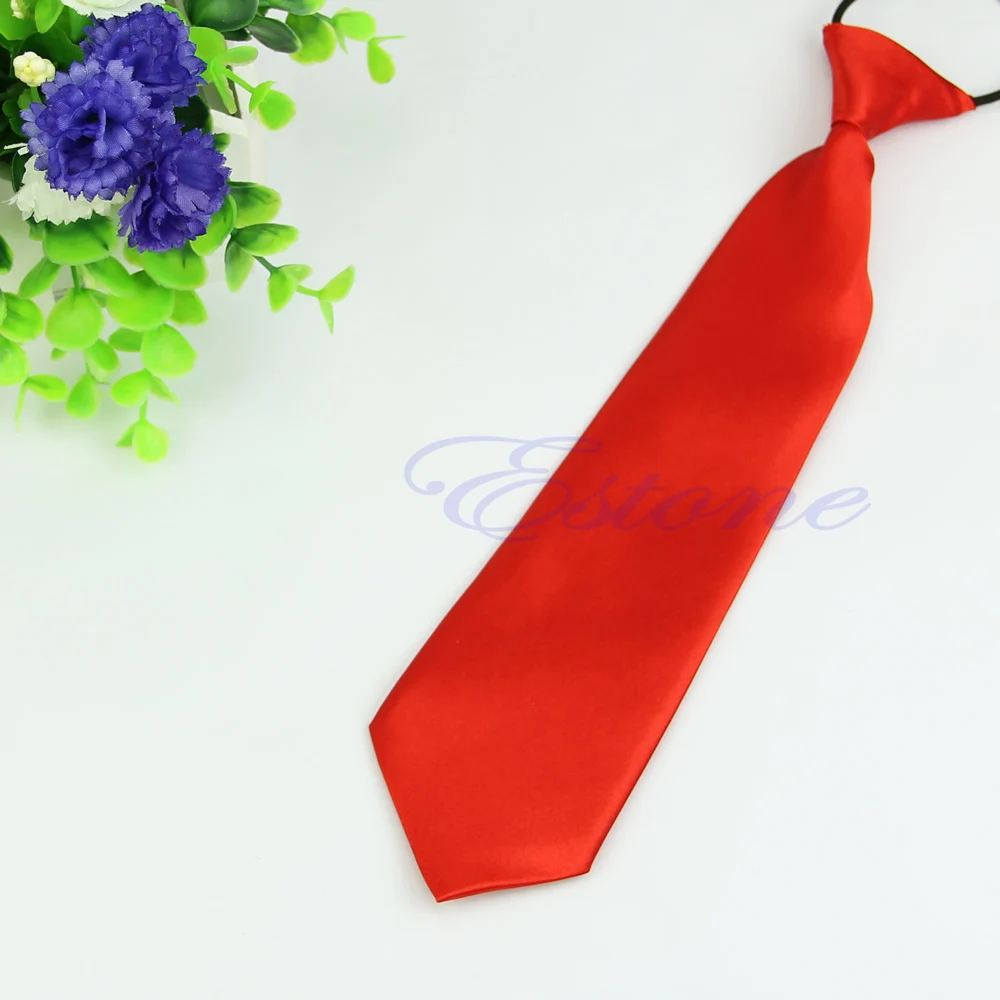 Модный школьный детский Свадебный однотонный эластичный галстук для маленьких мальчиков - Цвет: Красный
