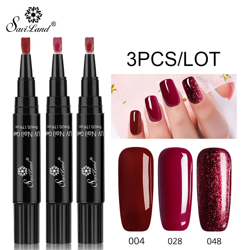 Saviland 3 шт./лот набор гель-лаков UV Vernis полуперманентный праймер верхнее покрытие 5 мл полигель лак для ногтей маникюрный гель - Цвет: 004 n 028 n 048
