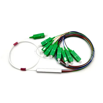 

10 PCS/Lot 1X2 1X4 1X8 1X16 1X32 fiber optic splitter PLC SC/APC SM 0.9mm 1m FTTH mini steel tube fiber splitter