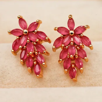 

RLOPAY Fashion Women's earrings Jewelry Gold Stone Crystal Zircon Flower tree Earring For Women Luxury Stud Earrings For Gift