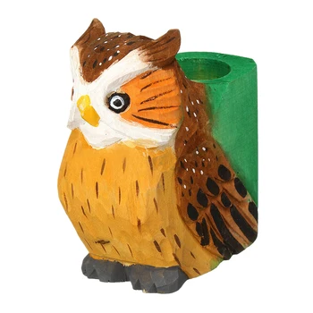 

Home Office Wooden Pen Holder Practical Space Saving Desktop Organizer Hand Carved School Kids Gift Scale Ruler Paper Clips