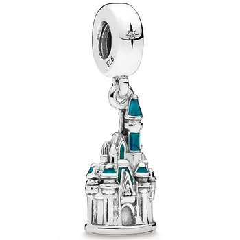 

Original Blue Enamel Park Exclusive Cinderella Castle Pendant Beads Fit 925 Sterling Silver Charm Bracelet Diy Jewelry