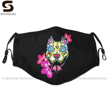 

Staffordshire Terrier Mouth Face Mask Slobbering Pit Bull Day Of The Dead Facial Mask Kawai Funny with 2 Filters for Adult