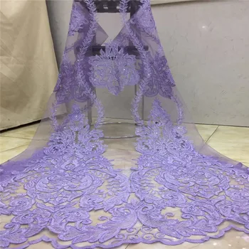 

French Dark Blue Sequin Lace Fabric Embroidered Trim African Lace Fabrics 2018 High Quality Lace Nigerian Laces Fabrics gold