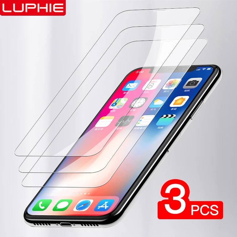 Luphie 3 шт. Защитная пленка для экрана из закаленного стекла для IPhone 11 Pro X XR XS Max 8 7 6 6S Plus Защитная стеклянная пленка для экрана с изогнутыми краями