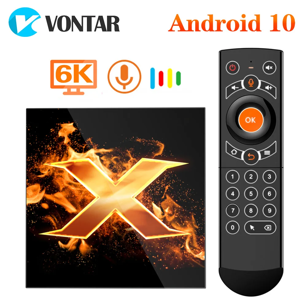2020 VONTAR X1 смарт приставка для ТВ андроид 10 4g 64gb 4K 1080p 2 4G & 5G Wi Fi BT5.0 голосового
