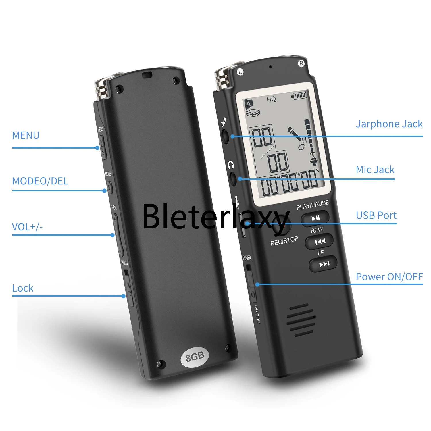 16GB LCD Digital Sound Voice Recorder USB Dictaphone MP3 Player Rechargeable UK