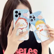 

New Hot Cartoon Cute Duck Phone Soft Case For iPhone 13 12 11 Pro Max X XR XS Max Mini 7 8 Plus Soft Shockproof Cases Cover